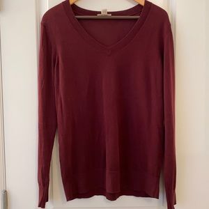 Loft Light Weight V-Neck Burgundy Sweater, L